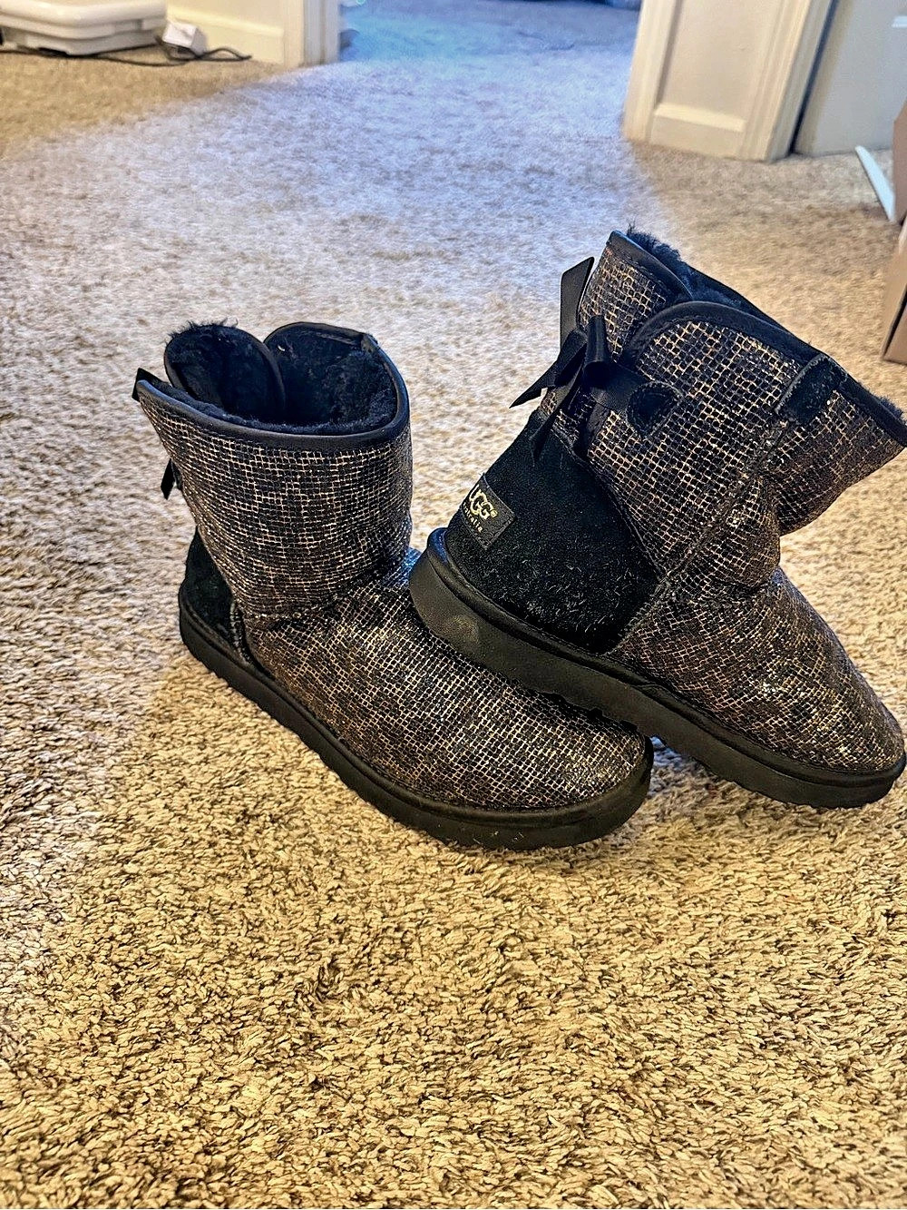 UGG Bailey Bow Bling Metallic Ankle Boots